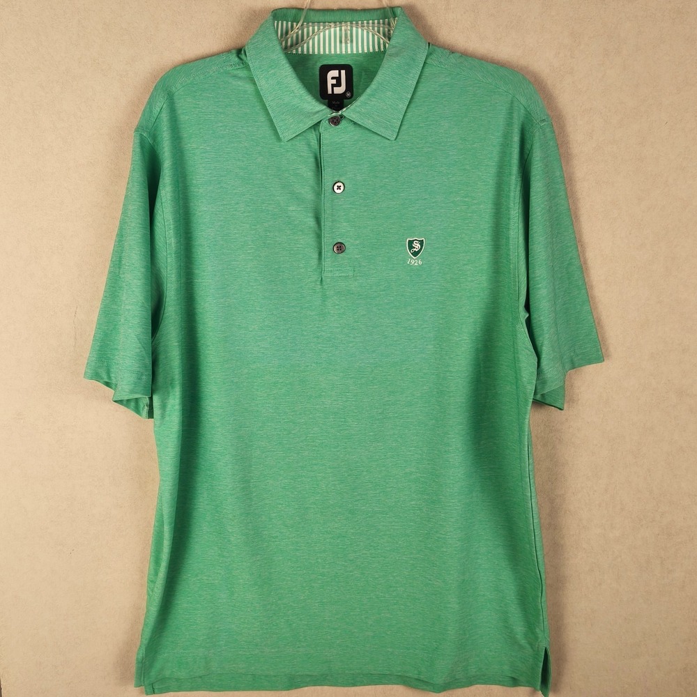 FootJoy FJ Golf Polo Shirt Mens Large Green Heather Performance Short Sleeve